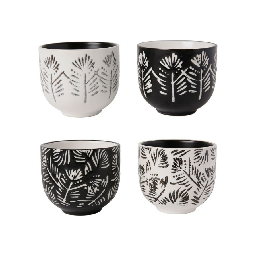 Set de 4 Cups Noir & Blanc