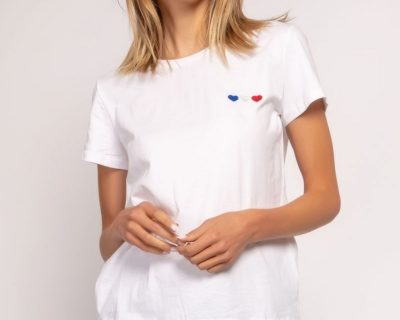 Tee-shirt blanc imprimé cœur