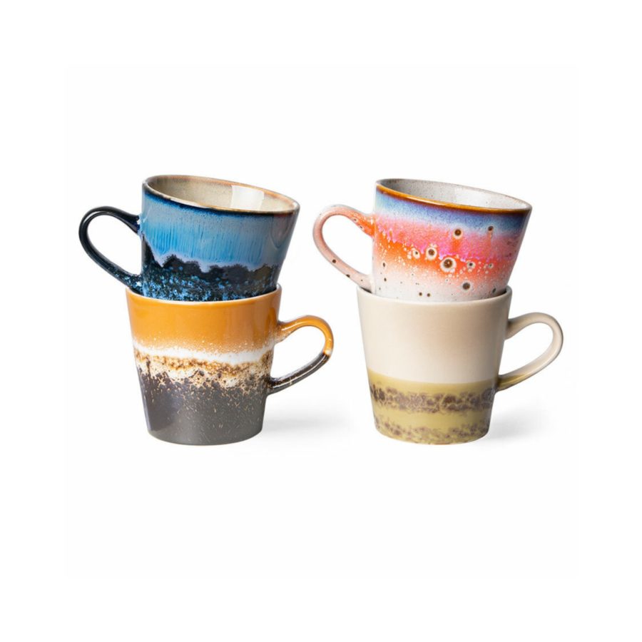 Set de 4 cappuccino mugs 70's pégase