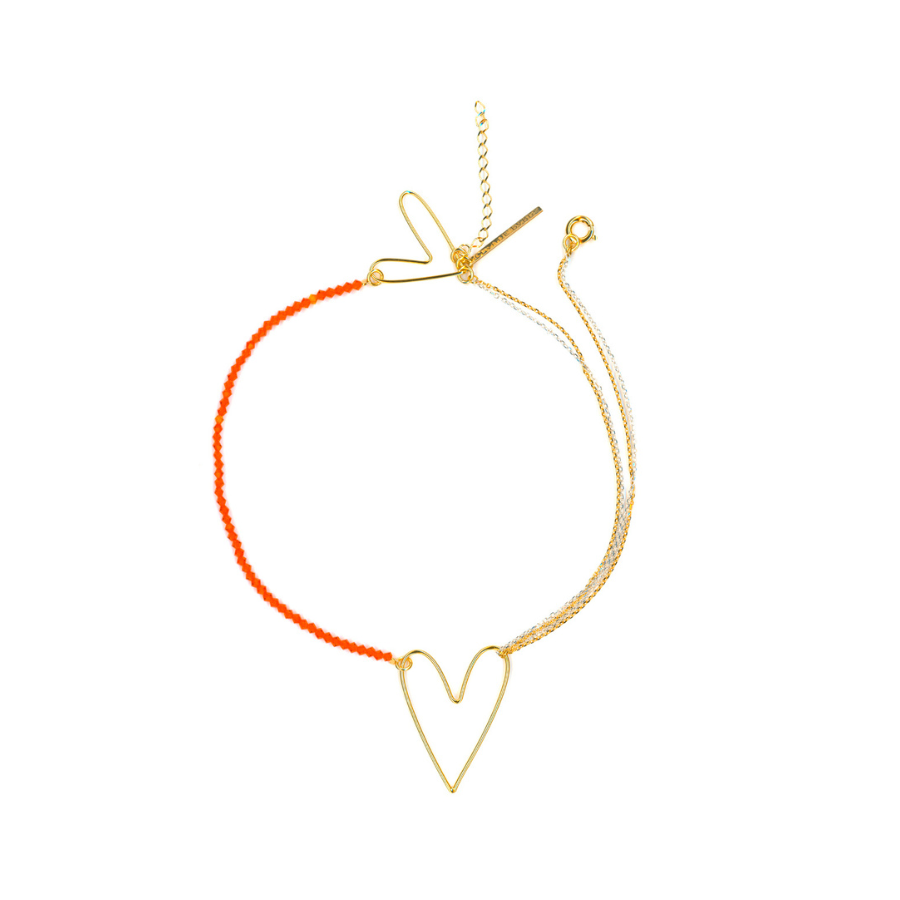 Collier-choker orange Cœur