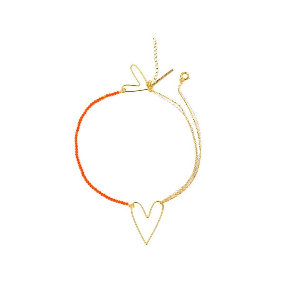 Collier-choker orange Cœur