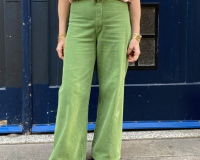 Pantalon large velours vert